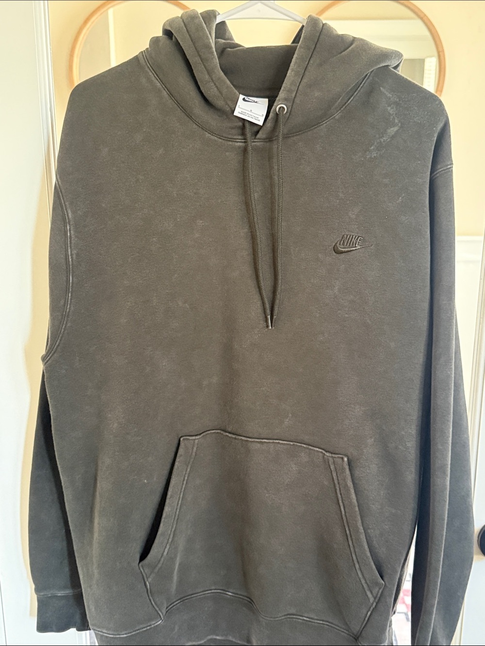 Men’s Nike Olive Green Distressed Hoodie size large